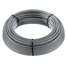 Cavetto Fune Corda in Acciaio Zincato, Ø 8 mm, lunga 25 m, fili 72 carico 2000kg