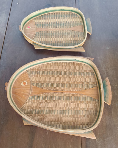 Vassoio pesce rattan tessuto - pesce,