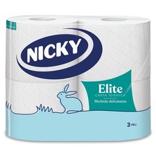 Nicky Elite 4 Rotoli di Carta Igienica 170 Soffici Fogli a 3 Veli Morbida e