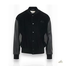 Giacca Bomber Alexander McQueen Pelle Patch Seal Nero Taglia 50 Made in Italy