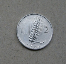 2 lire SPIGA ARATORE 1948 Repubblica Italiana