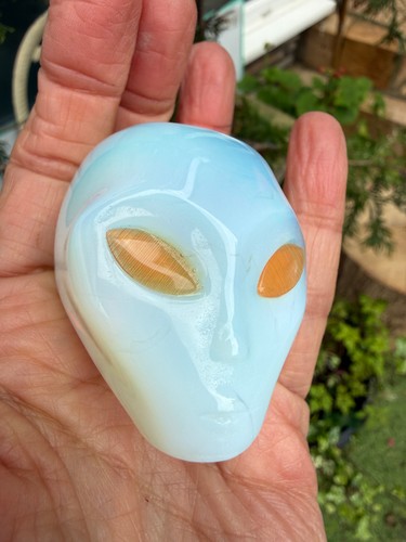 Opalite carved alien head - alien,