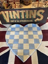 Tappeto di lana blu/bianco cuore | tappeto | taglia 92x92 cm