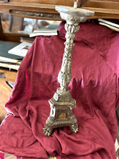 NAPOLI SUPERBO ANTICO CANDELABRO LIGNEO ARGENTATO A MECCA XVIII-XIX SECOLO