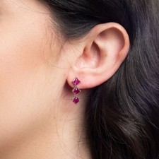 ORECCHINI TRITTICO DI PIETRE QUADRATA ROSSO