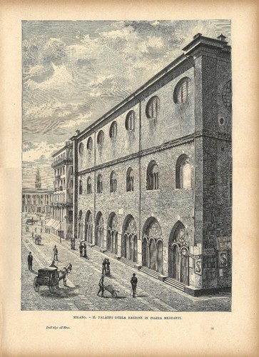 Stampa antica milano palazzo - antica,