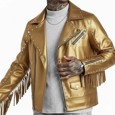 Giacca uomo pelle oro