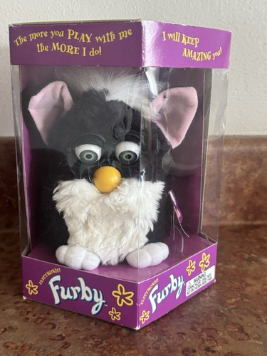 Vintage black white furby - &,