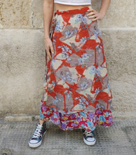 GONNA PAREO LUNGA GIPSY PORTAFOGLIO RUOTA DOUBLE FACE VISCOSA ETNICO INDIA 138PO