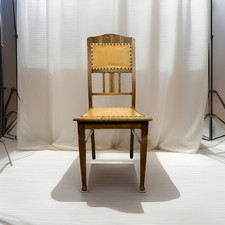 Sedia cucina legno massello art deco pelle ufficio scrivania vintage