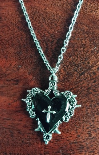 Collana ciondolo cuore nero - ciondolo,