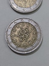 2 Pezzi  monete rare 2 euro con errore di conio. E Stella Anno 2002 Portogallo 