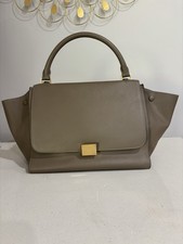Borsa Celine Trapezio Pelle Taupe Autentica Usata Buone Condizioni