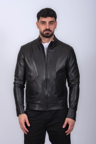 Giubbino pelle uomo nero - in,