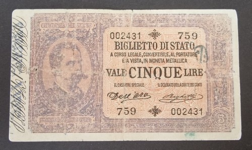Cinque lire doppia effigie - lire,