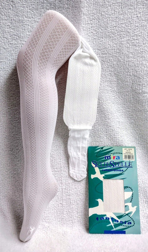 Collant ricamato bimba bianco - collant,