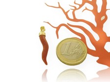 Ciondolo corallo corno di pietre preziose corallo rosso in argento 925 PL oro Red CoRal