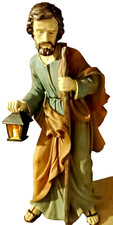STATUA PRESEPE FIGURA SAN GIUSEPPE BASTONE LANTERNA RESINA GRANDE ALTEZZA 40 CM