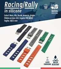 Cinturino Gomma Silicone Rally Racing sub 20 22 mm Nero Verde Arancio Blu Grigio