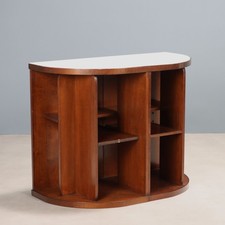 Mobile Vintage Legno Piano in Vetro Bianco Design Anni 60-70 Originale