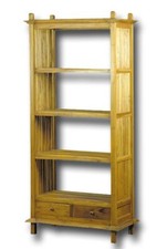 Libreria in  teak color naturale con stecche nei fianchi cm 85x55x190 h