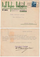 PARMA - PUBBLICITARIA - DALL'0AGLIO UMBERTO VINI - VIAGG. 1949 -9171-