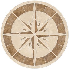 Medaglione piastrelle mosaico bussola capitani travertino Noce e avorio - bordo beige