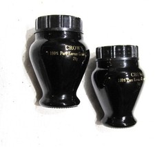 2 Mini Dark Glass Jars Vintage