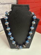 COLLANA VINTAGE BLU/TORTA NUZIALE (perline veneziane di Murano)