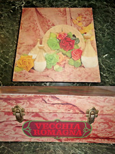 Scatola confezione liquori VECCHIA ROMAGNA legno e cartone anni 60 ORIGINALE