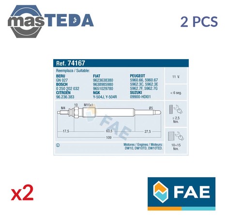 74167 candele motore fae 2pz - 74167,