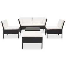 vidaXL Set Divani da Giardino 6 pz con Cuscini in Polyrattan Nero