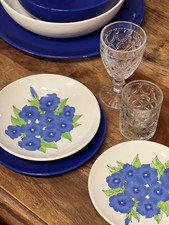 Servizio di Piatti per 8 Persone Ernestine Salerno – Decoro Floreale Blu