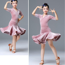 Costume mini abito velluto bambina bambino volant danza palco tango latino volant