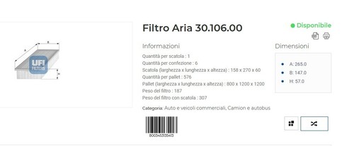 Filtro aria ford tourneo - filtro, 2.5