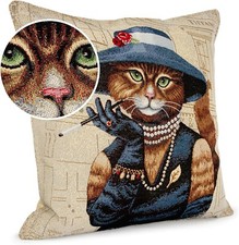 Cuscino decorativo gatto Audrey Hepburn per divano tessuto Lavorazione Gobelin