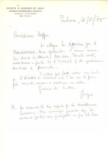 1975 padova lettera giorgio - padova,