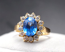 Anello Topazio Blu Placcato