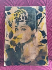 Corde Audrey Hepburn Pop Art Quadro 21,5 X 19Cm Acrilico Carta Opera Unica Firma