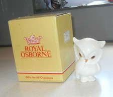 VINTAGE ROYAL OSBORNE BONE CHINA GIRL OWL FIGURINE 1420 WITH ITS ORIGINAL BOX