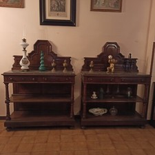 Coppia Credenze In Mogano Stile Liberty 