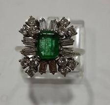Anello Vintage Oro Smeraldo Diamanti