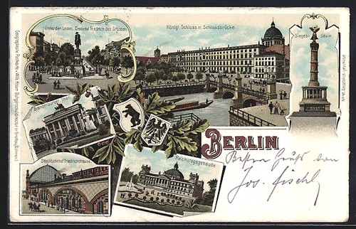 Litografia berlino castello - litografia, berlino,