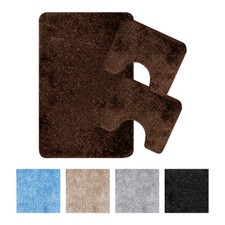 Set Tappeti Bagno Tris Doccia Bidet Water Antiscivolo Tinta Unita Fili Laminati