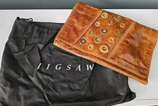 Pochette Jigsaw Distressed in pelle marrone chiaro con dust bag Nuova