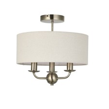 Paralume classico ottone antico soffitto 3 luci incasso lino diametro 35 cm