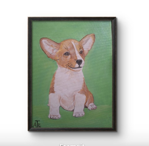 Carta tela 9x12 cucciolo corgi - cucciolo,