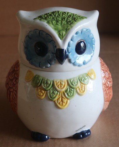 Hand painted ceramic - owl, jar