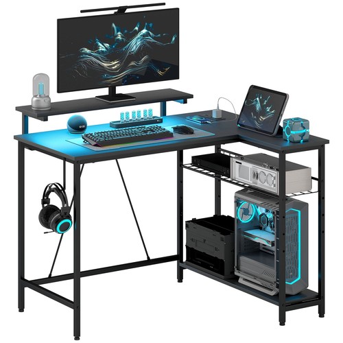 Homcom scrivania gaming l - gaming,