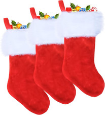 3 Pezzi Calze Natalizie Da Appendere,45Cm Grande Calze Befana Da Riempire,Vuota 